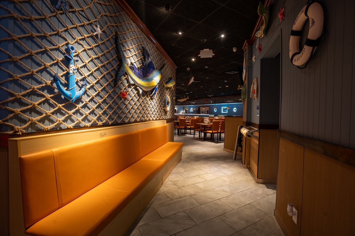 A warmly lit commercial hospitality interior